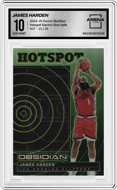 2024 Panini Obsidian Hotspot James Harden Electric Etch Jade #17 ARENA CLUB 10
