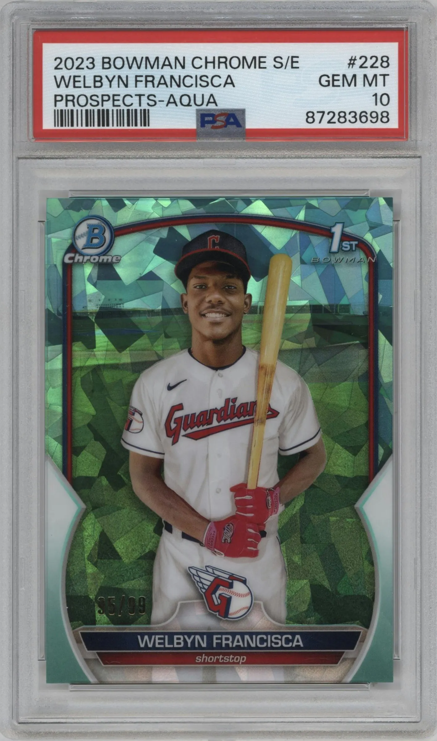 2023 Bowman Chrome Sapphire Edition Chr.Pros. Welbyn Francisca Aqua #BCP-228 PSA 10