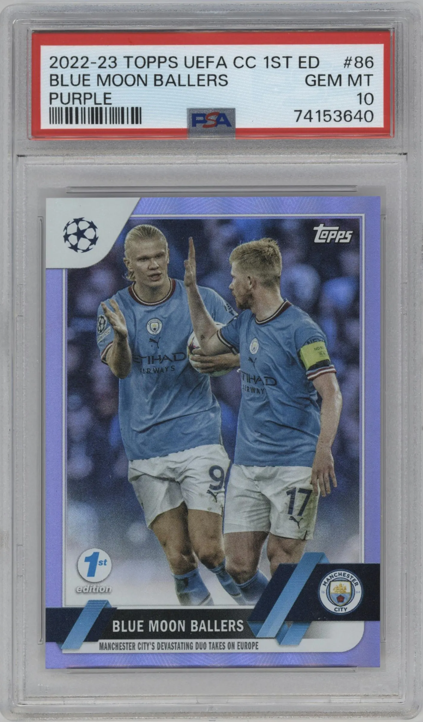 2022 Topps UEFA Club Competitions 1st Edition Blue Moon Ballers Purple #86 PSA 10