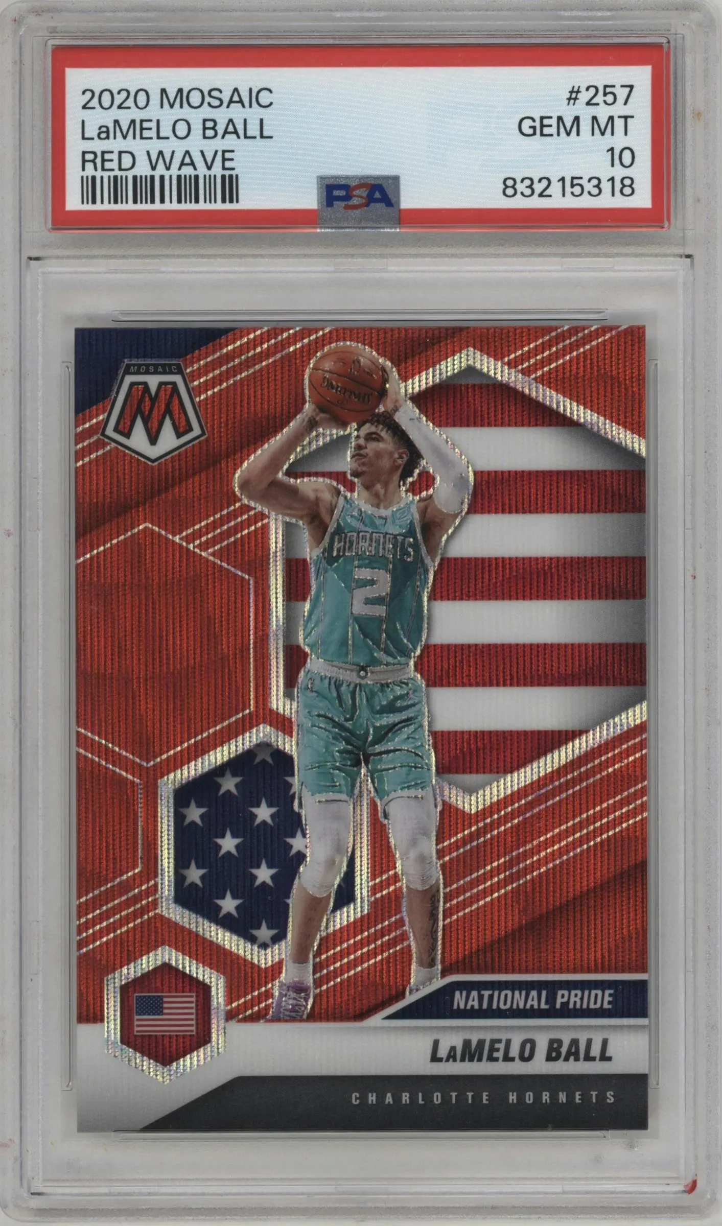 2020 Panini Mosaic LaMelo Ball Red Wave #257 PSA 10