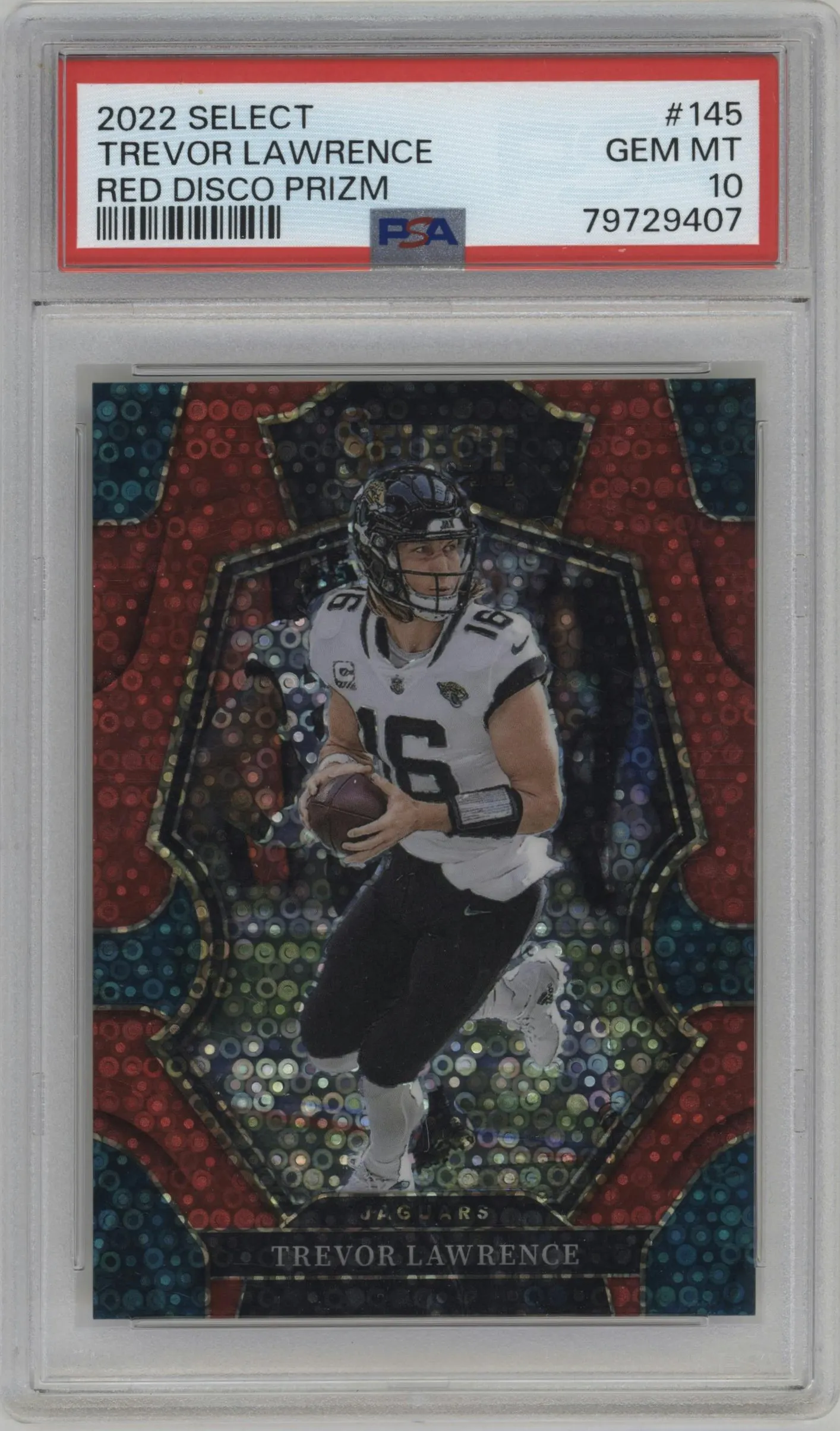 2022 Panini Select Pre.Lvl. Trevor Lawrence Red Disco PSA 10