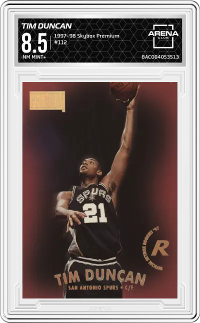 1997 Skybox Premium Tim Duncan #112 ARENA CLUB 8.5