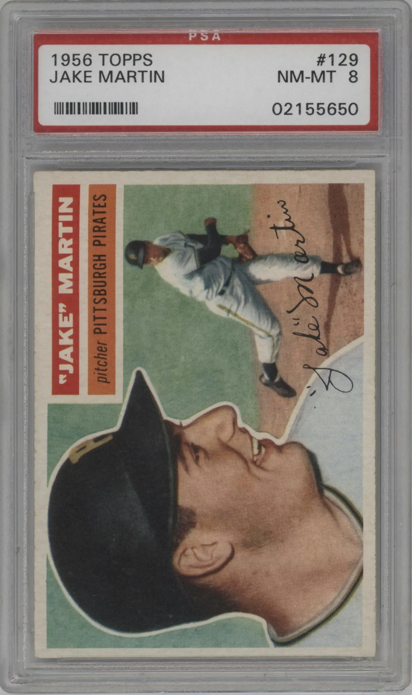 1956 Topps Jake Martin/Paul Martin #129 PSA 8