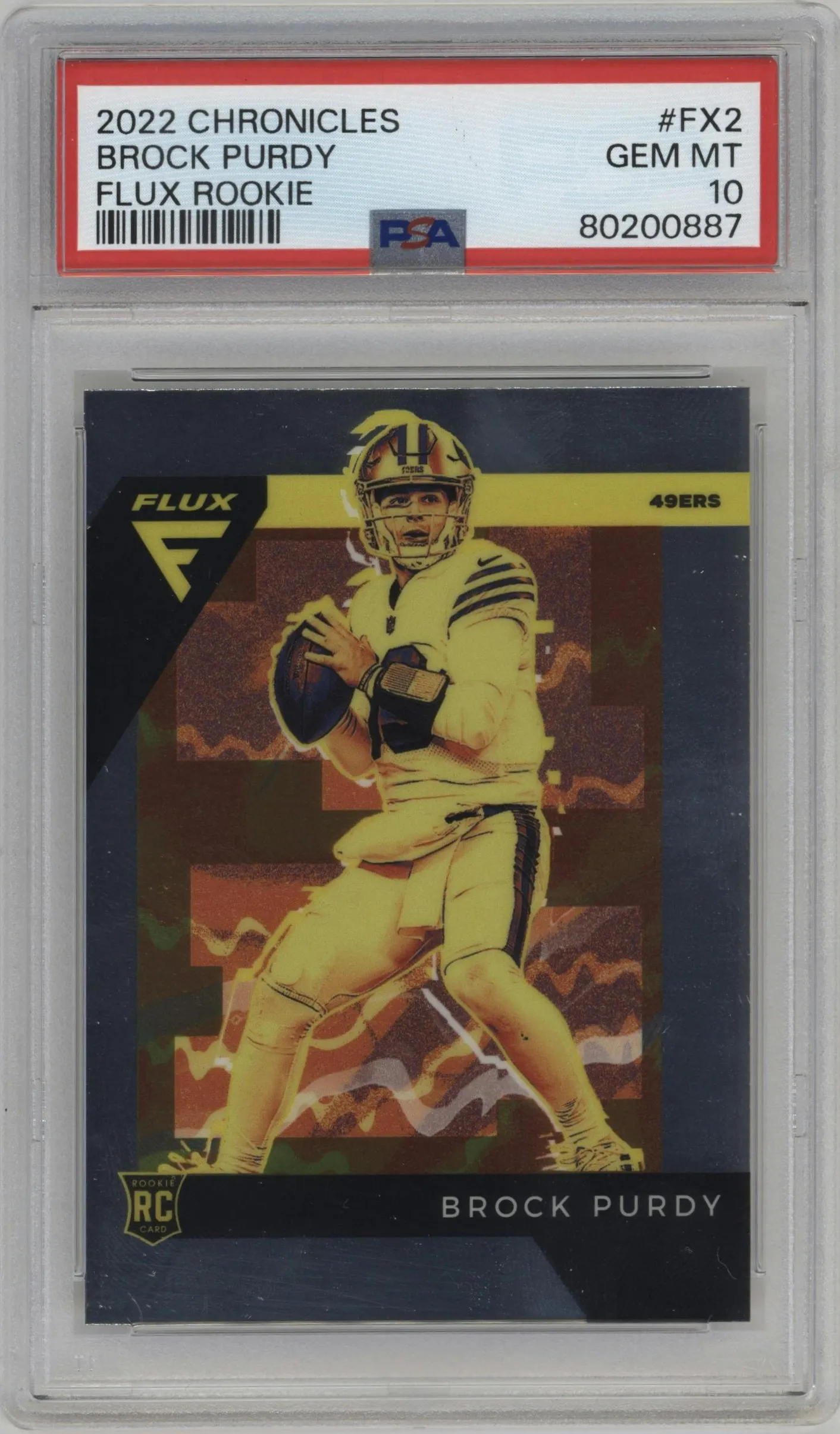 2022 Panini Chronicles Flux Rke. Brock Purdy #FX-2 PSA 10