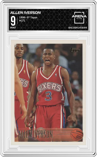 1996 Topps Allen Iverson #171 ARENA CLUB 9