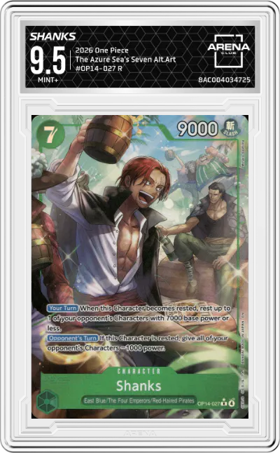 2026 One Piece The Azure Sea's Seven Shanks Alternate Art ARENA CLUB 9.5