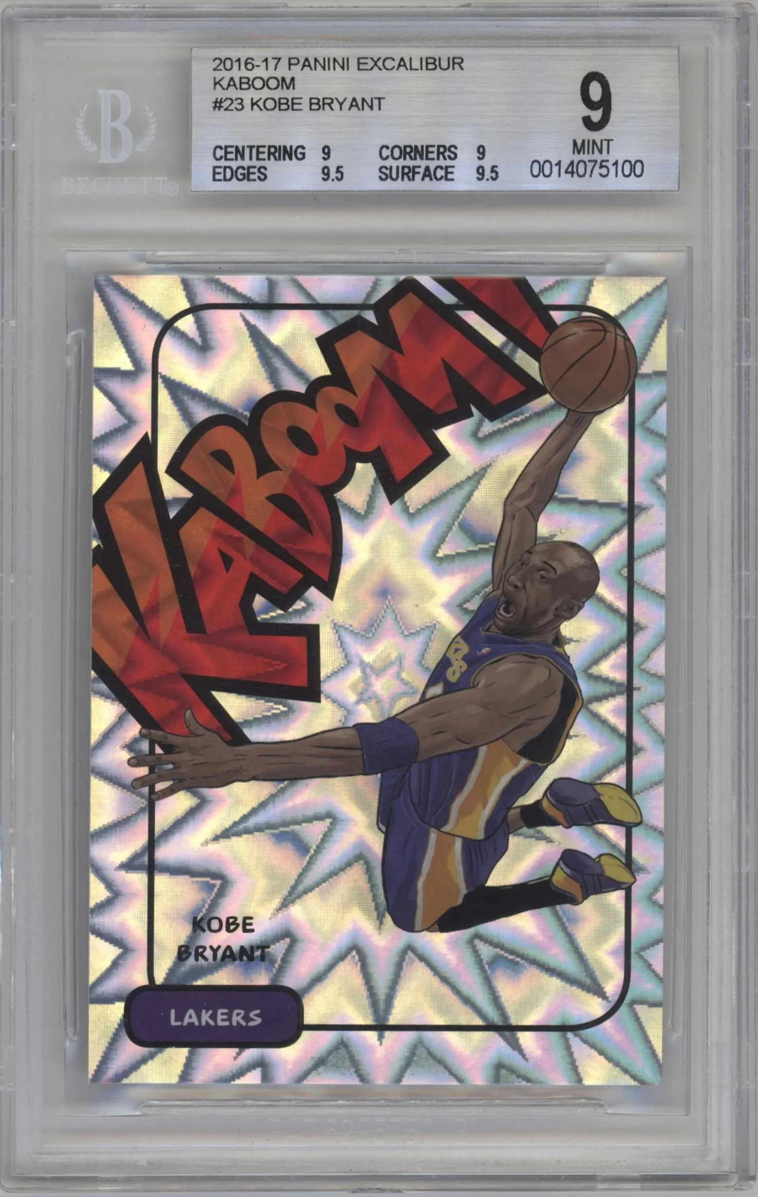 2016 Panini Excalibur Kaboom! Kobe Bryant #23 BGS 9