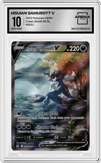 2023 Pokemon SWSH Crown Zenith GG Hisuian Samurott V #GG51 ARENA CLUB 10