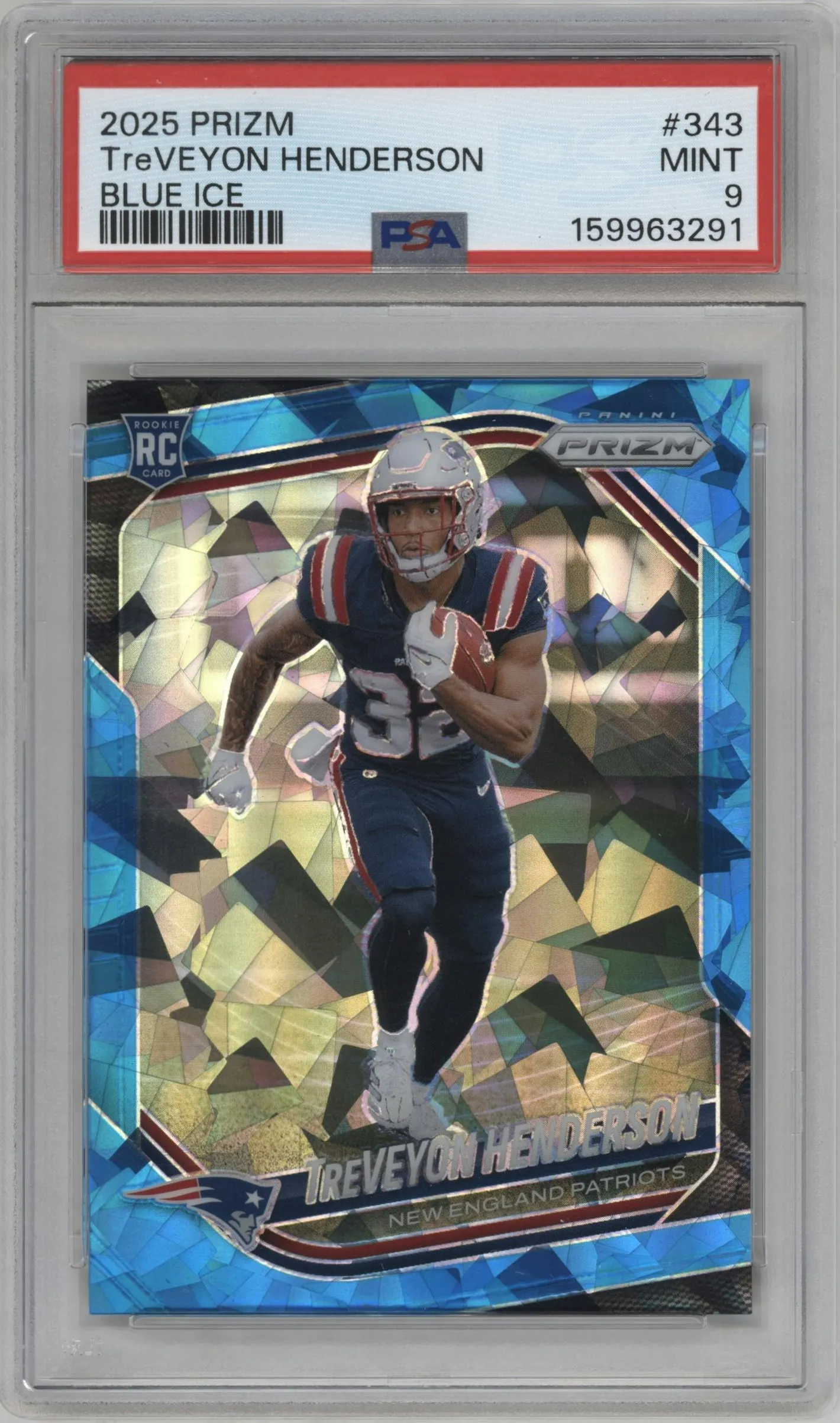 2025 Panini Prizm TreVeyon Henderson Blue Ice #343 PSA 9