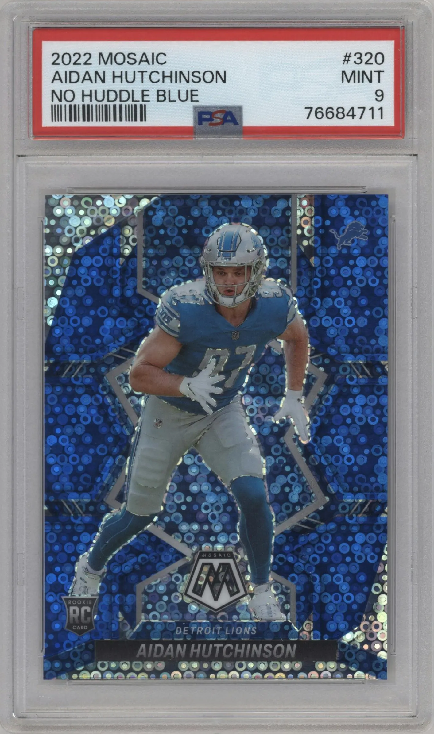 2022 Panini Mosaic Aidan Hutchinson No Huddle Blue #320 PSA 9