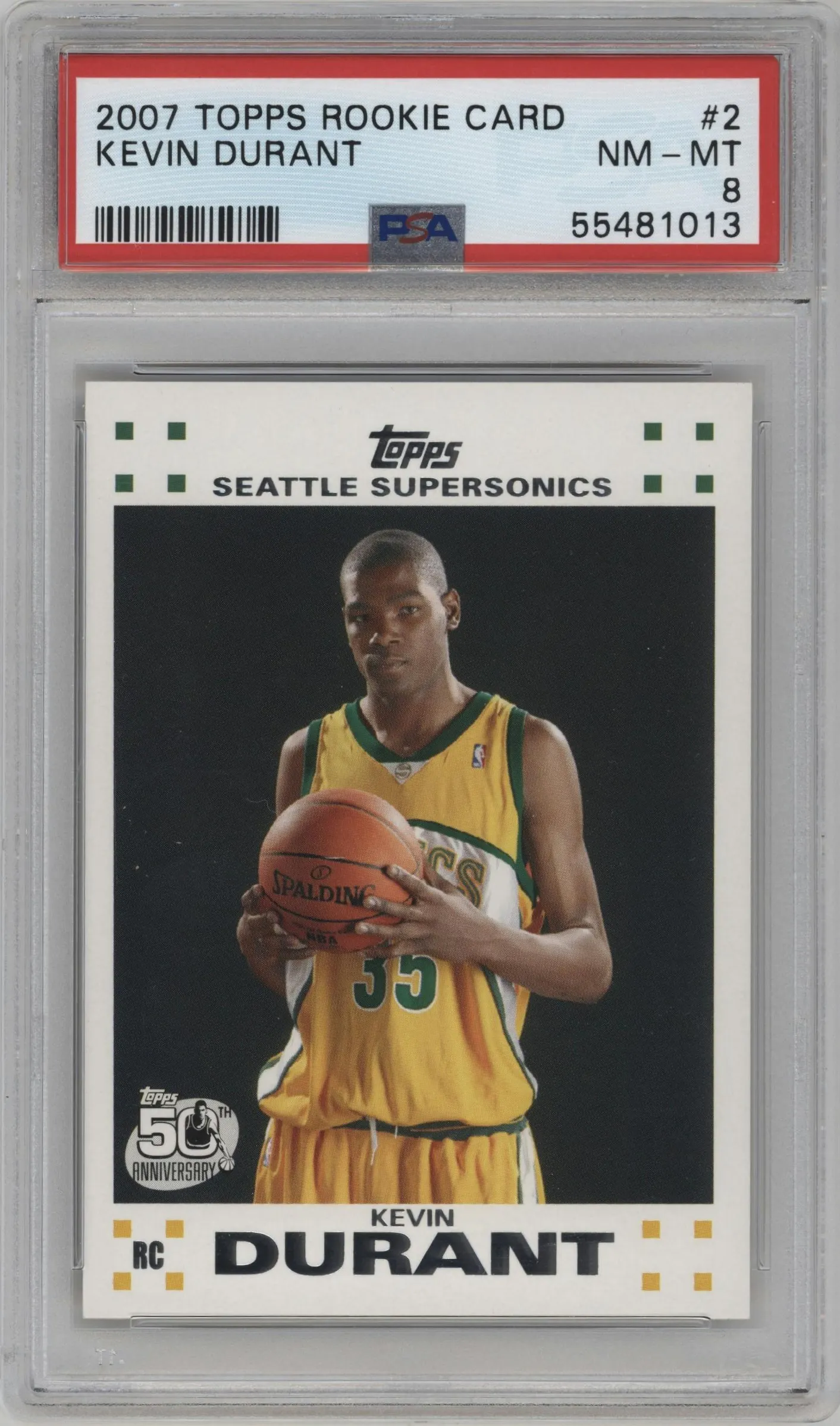 2007 Topps Rookie Set Kevin Durant #2 PSA 8