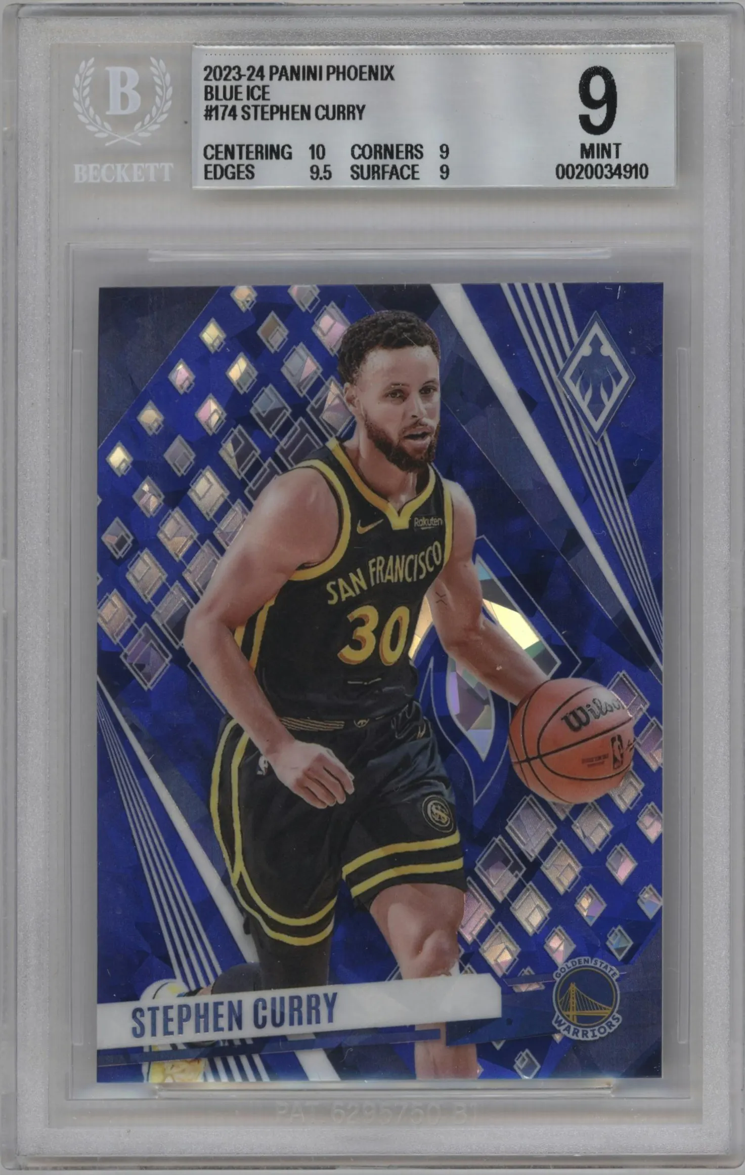 2023 Panini Phoenix Stephen Curry Blue Ice BGS 9