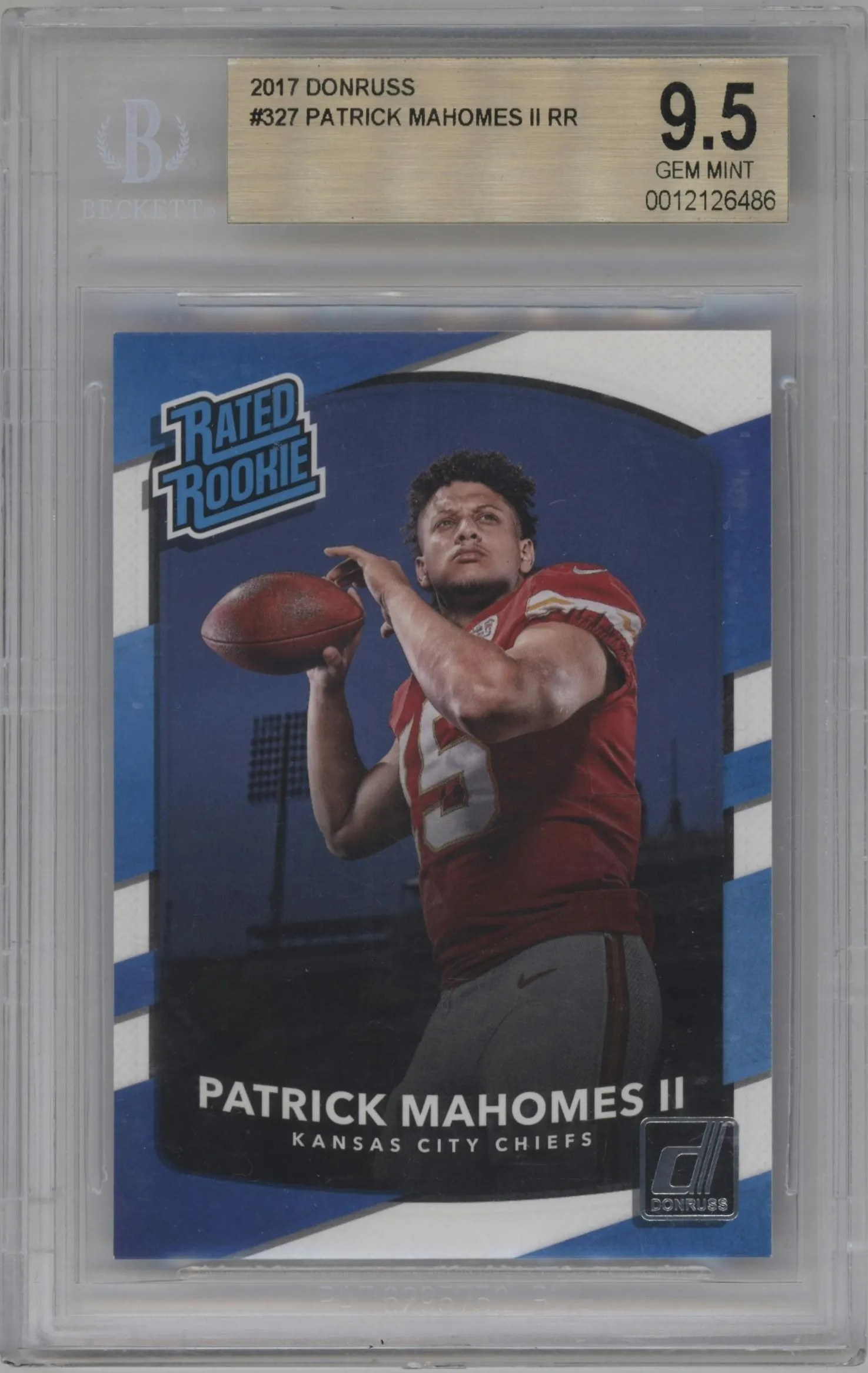 2017 Panini Donruss Rated Rookie Patrick Mahomes II BGS 9.5