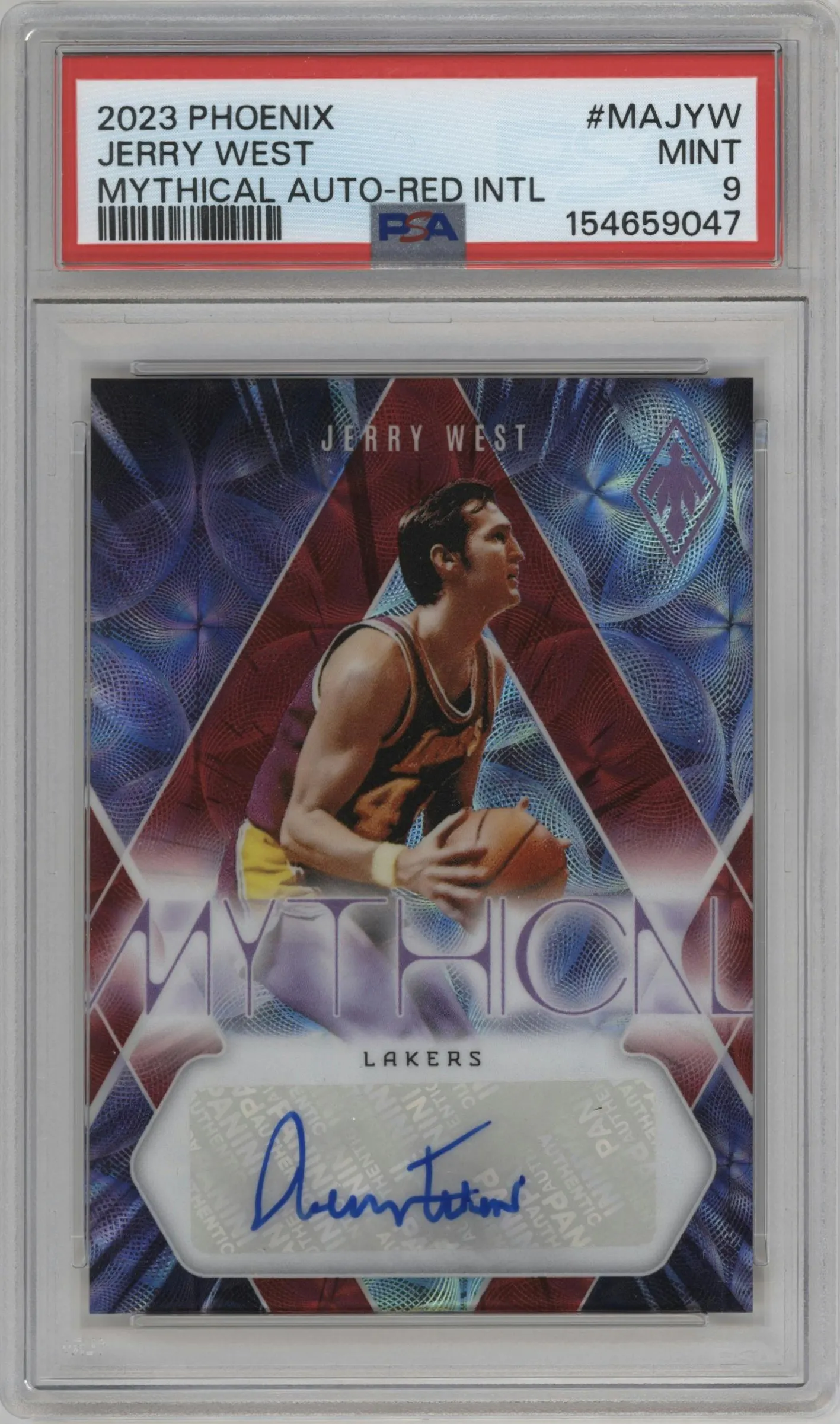 2023 Panini Phoenix Mythical Auto Jerry West International Red #MA-JYW PSA 9