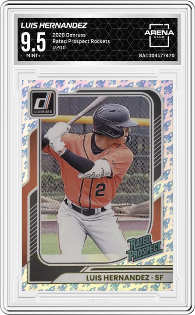 2026 Donruss Rated Prospect Luis Hernandez Rockets #200 ARENA CLUB 9.5