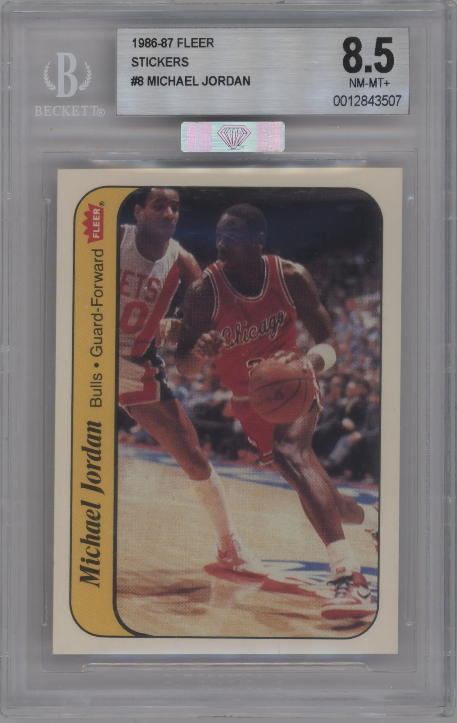 1986 Fleer Stickers Michael Jordan #8 BGS 8.5