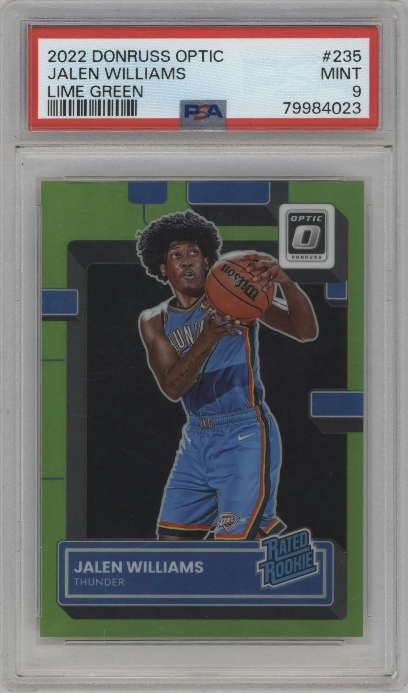 2022 Panini Donruss Optic Rated Rookie Jalen Williams Lime Green #235 PSA 9