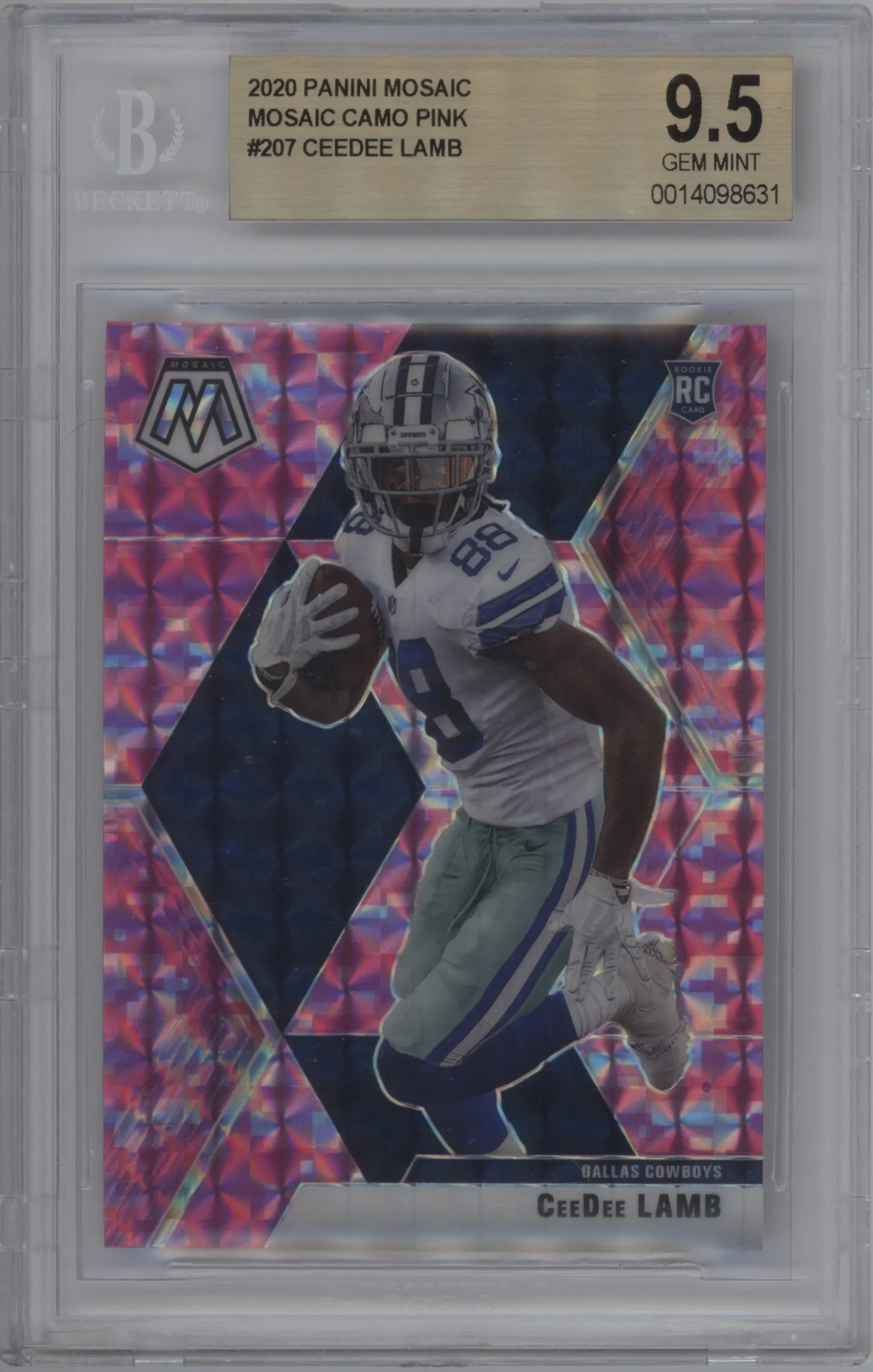 2020 Panini Mosaic CeeDee Lamb Pink Camo #207 BGS 9.5