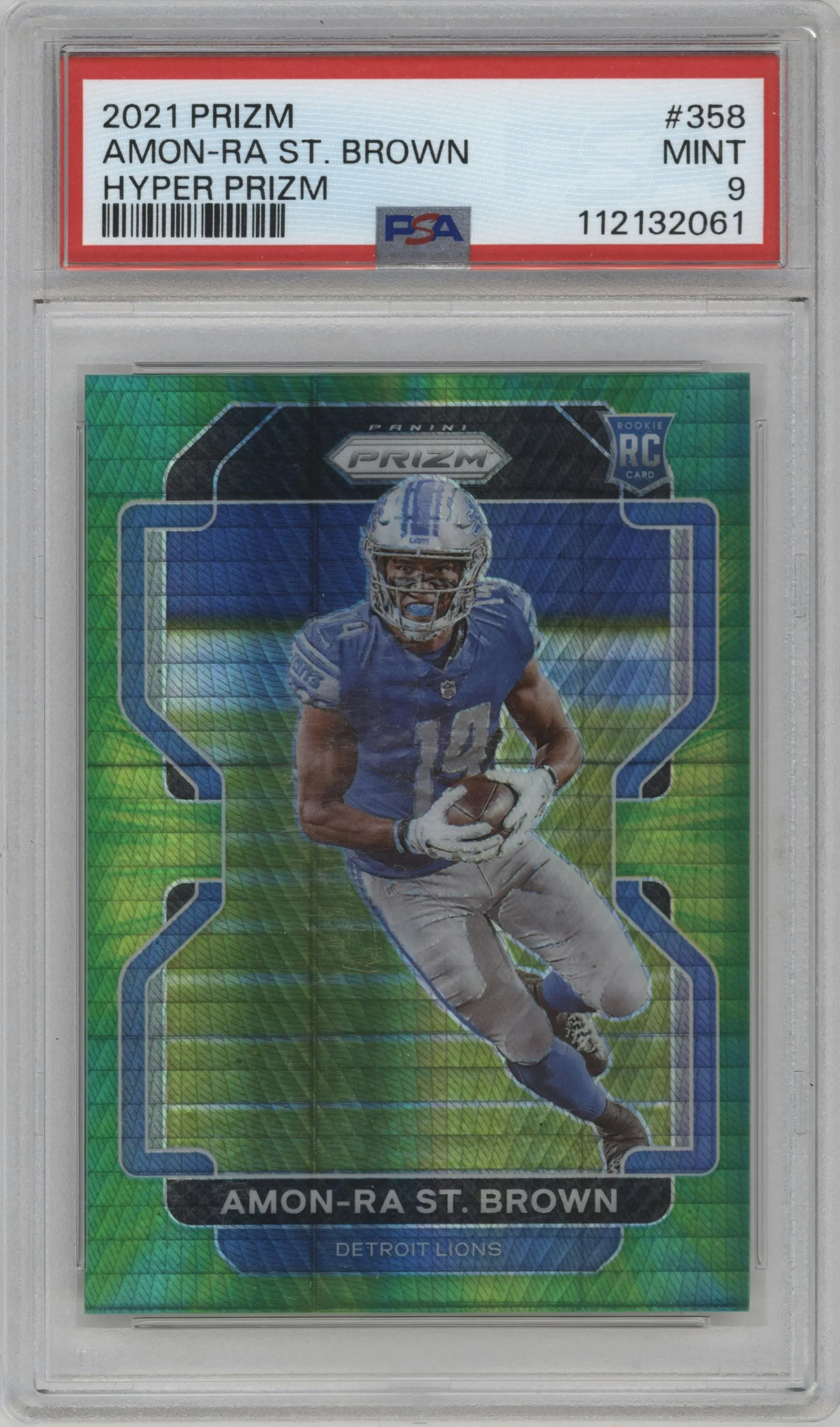 2021 Panini Prizm Amon-Ra St. Brown Hyper PSA 9