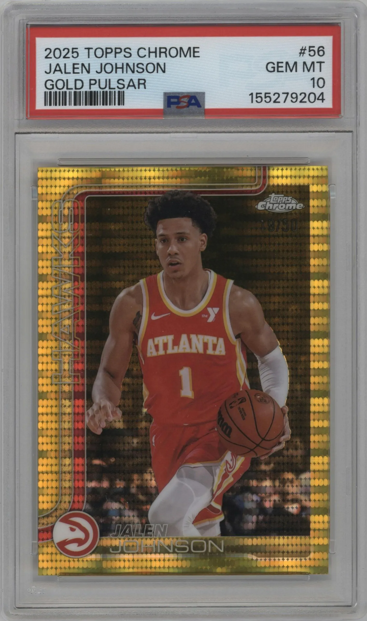2025 Topps Chrome Jalen Johnson Gold Pulsar Refractor #56 PSA 10