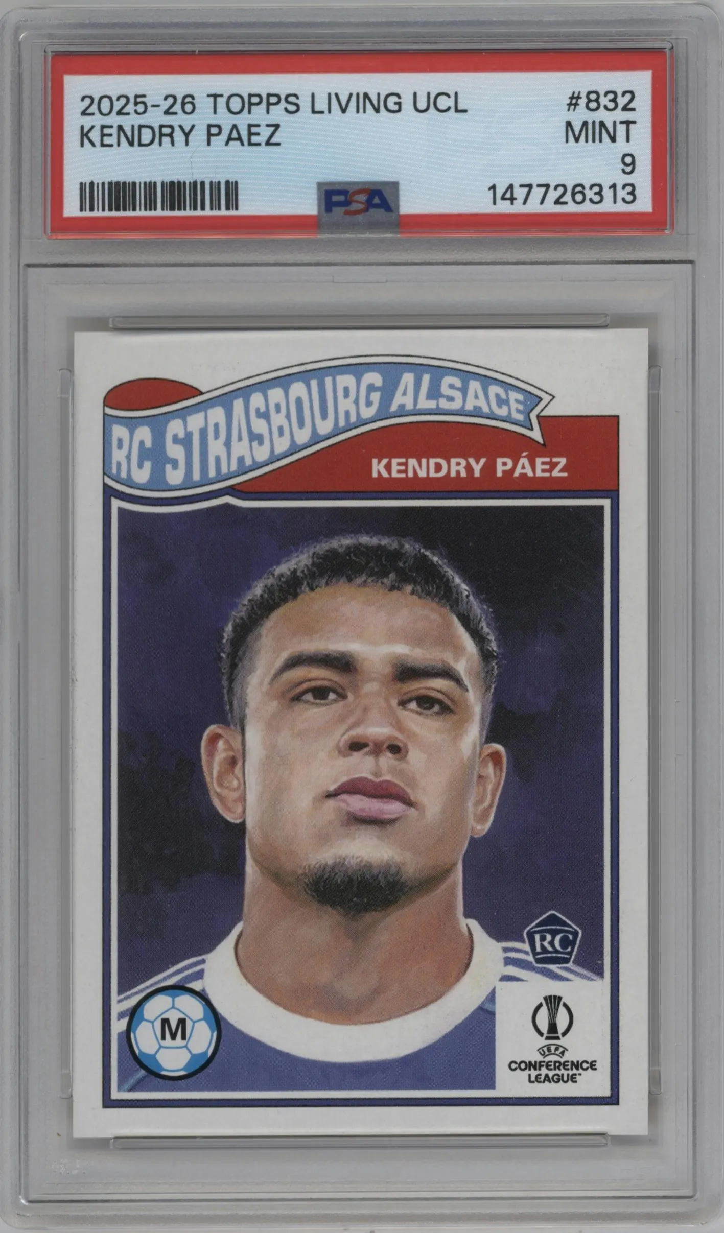 2020 Ultimate Topps Living Set UEFA CL 2025 Kendry Paez #832 PSA 9