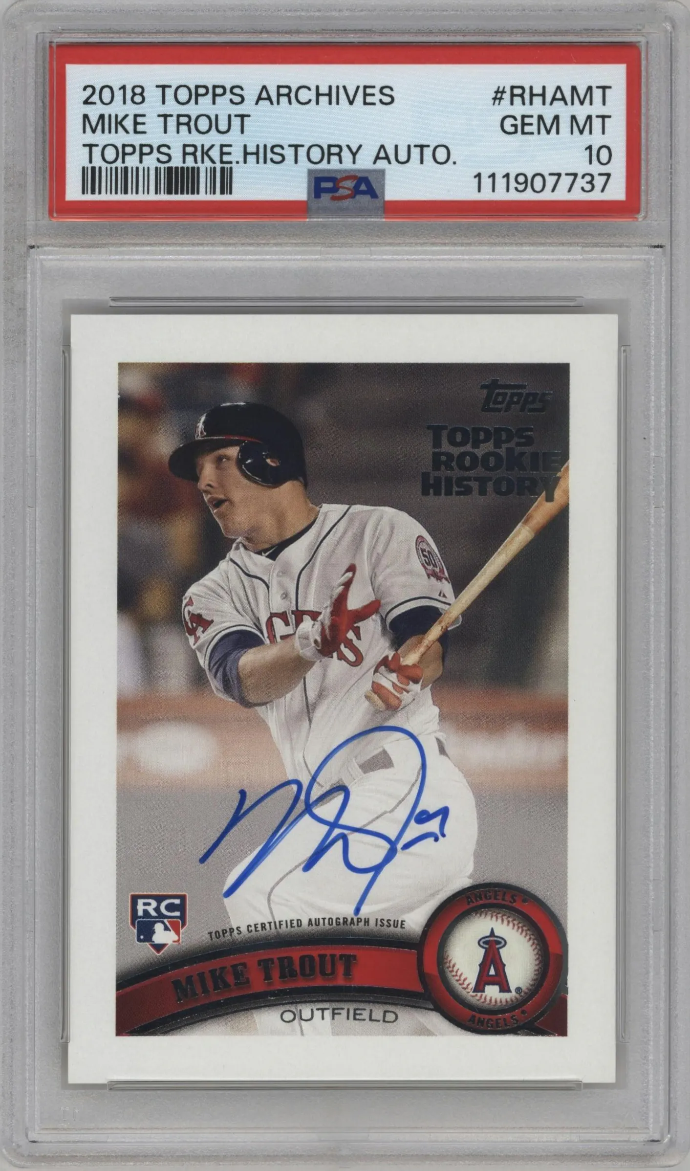 2018 Topps Archives Topps Rke.History Auto Mike Trout #RHA-MT PSA 10