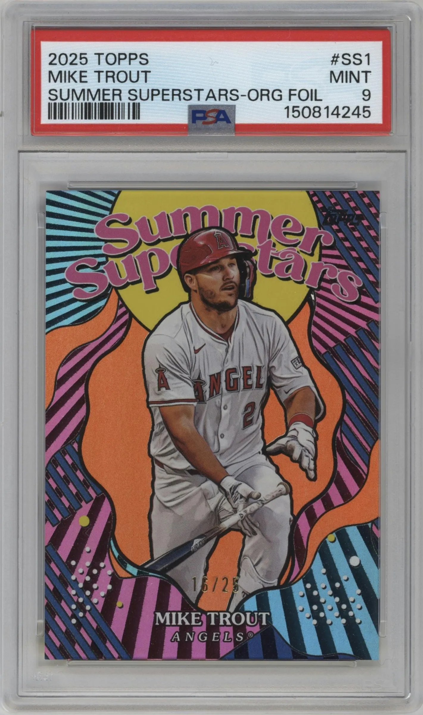 2025 Topps Summer Superstars Mike Trout Orange #SS-1 PSA 9