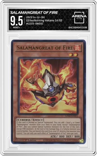 2023 Yu-Gi-Oh! LD:Soulburning Volcano Salamangreat of Fire #LD10-EN001 ARENA CLUB 9.5
