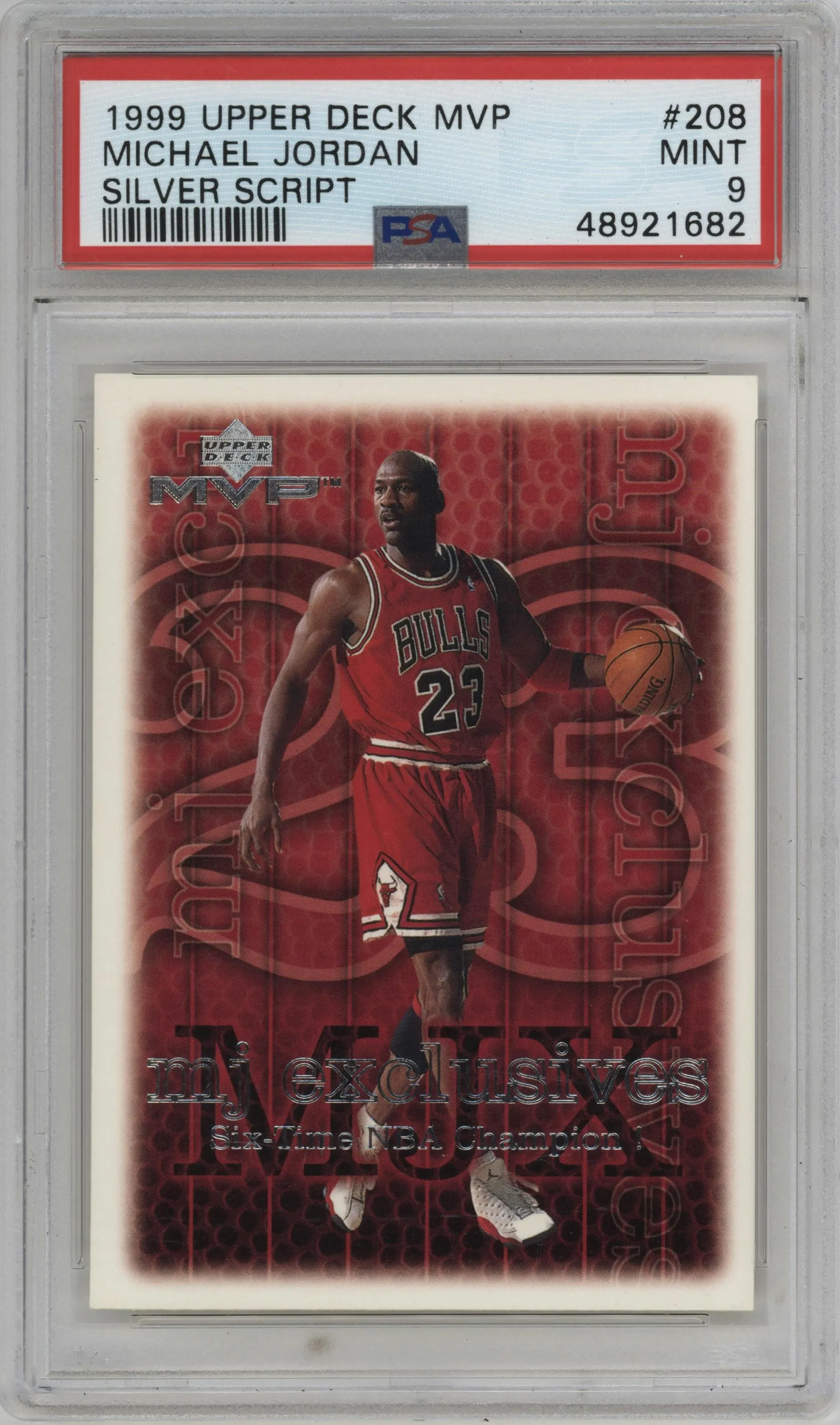 1999 Upper Deck MVP Michael Jordan Silver Script PSA 9