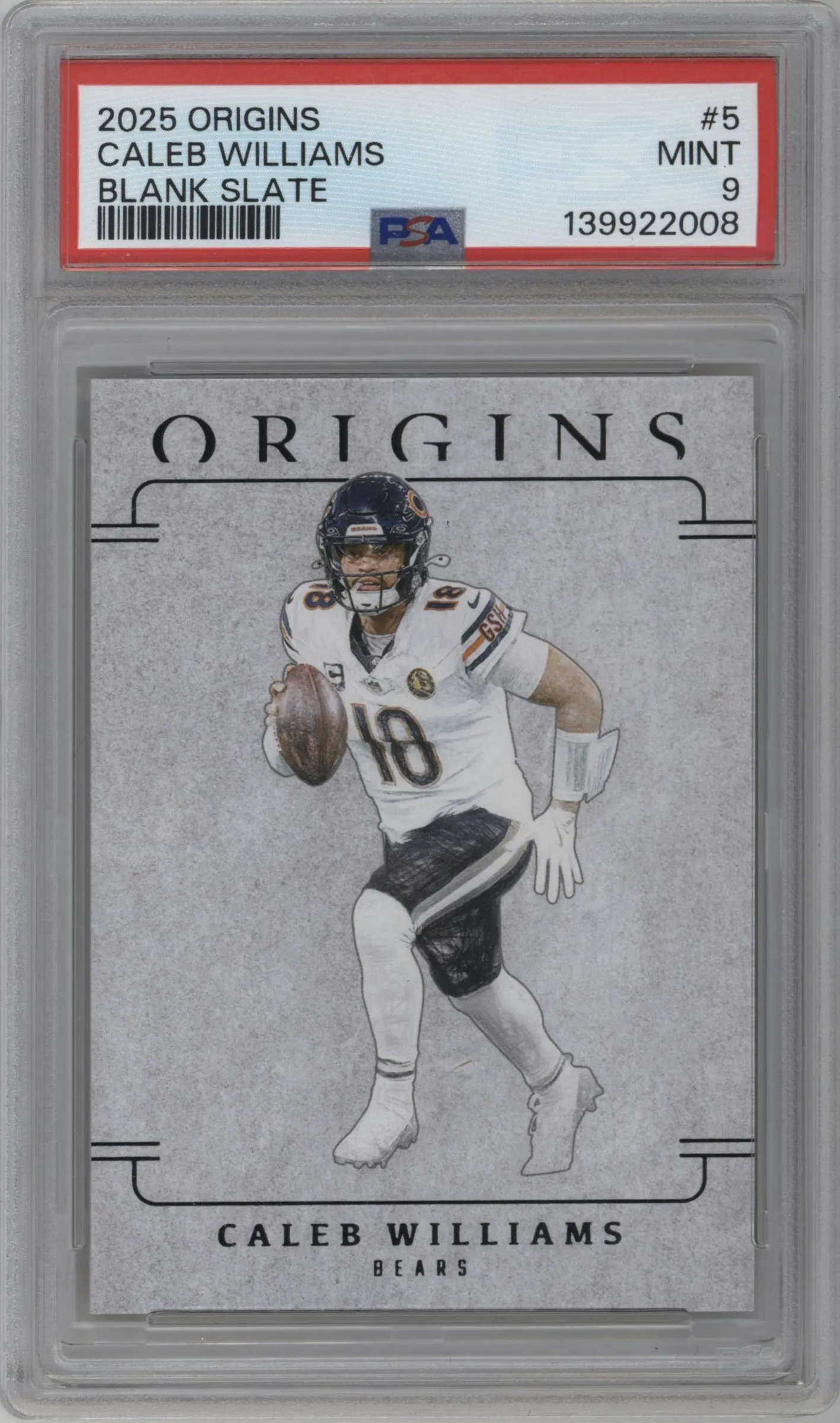 2025 Panini Origins Blank Slate Caleb Williams #5 PSA 9