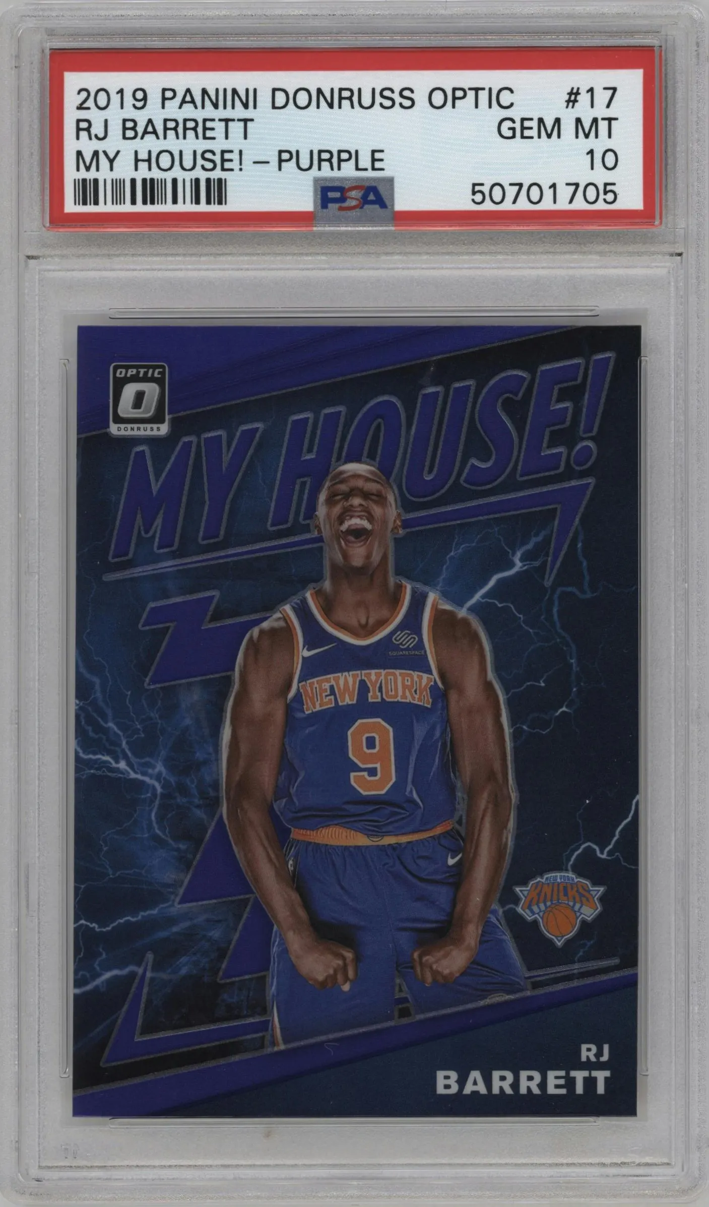 2019 Panini Donruss Optic My House! RJ Barrett Purple #17 PSA 10