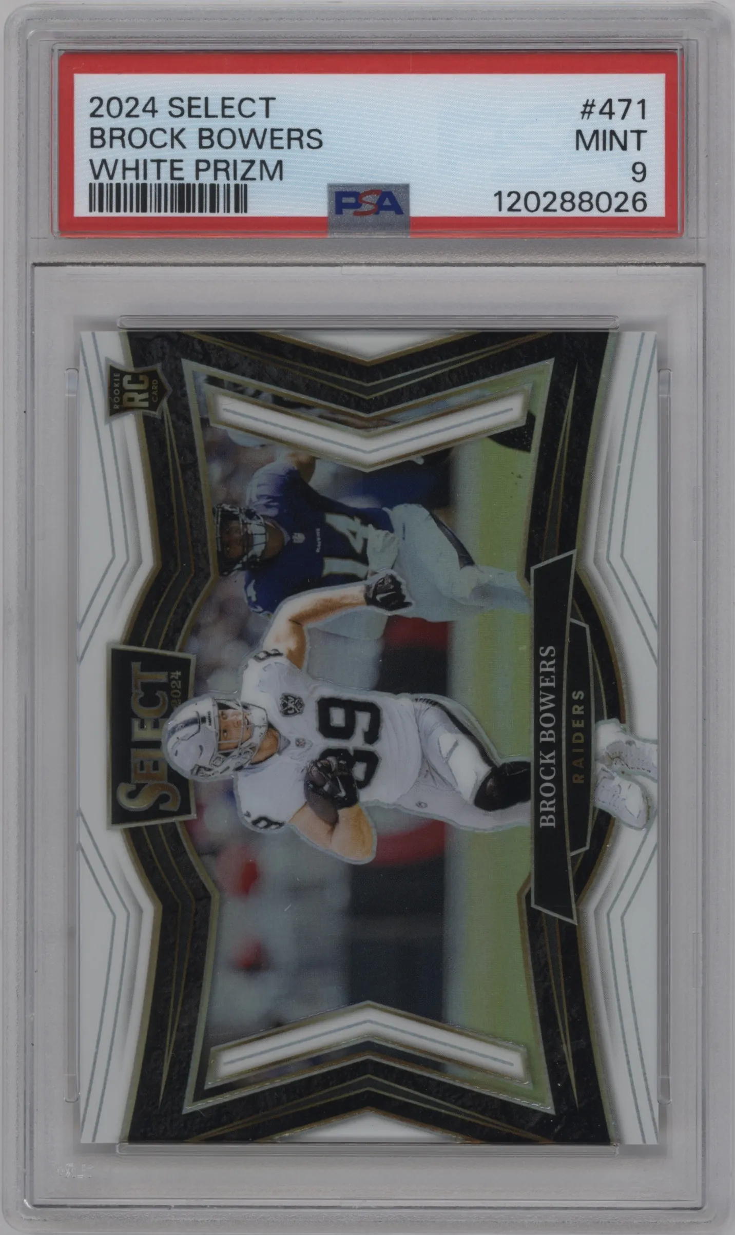 2024 Panini Select Field Lvl. Brock Bowers White Prizm PSA 9
