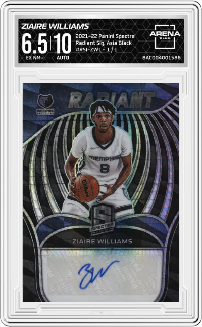 2021 Panini Spectra Radiant Sig. Ziaire Williams Asia Black #RSI-ZWL ARENA CLUB 6.5