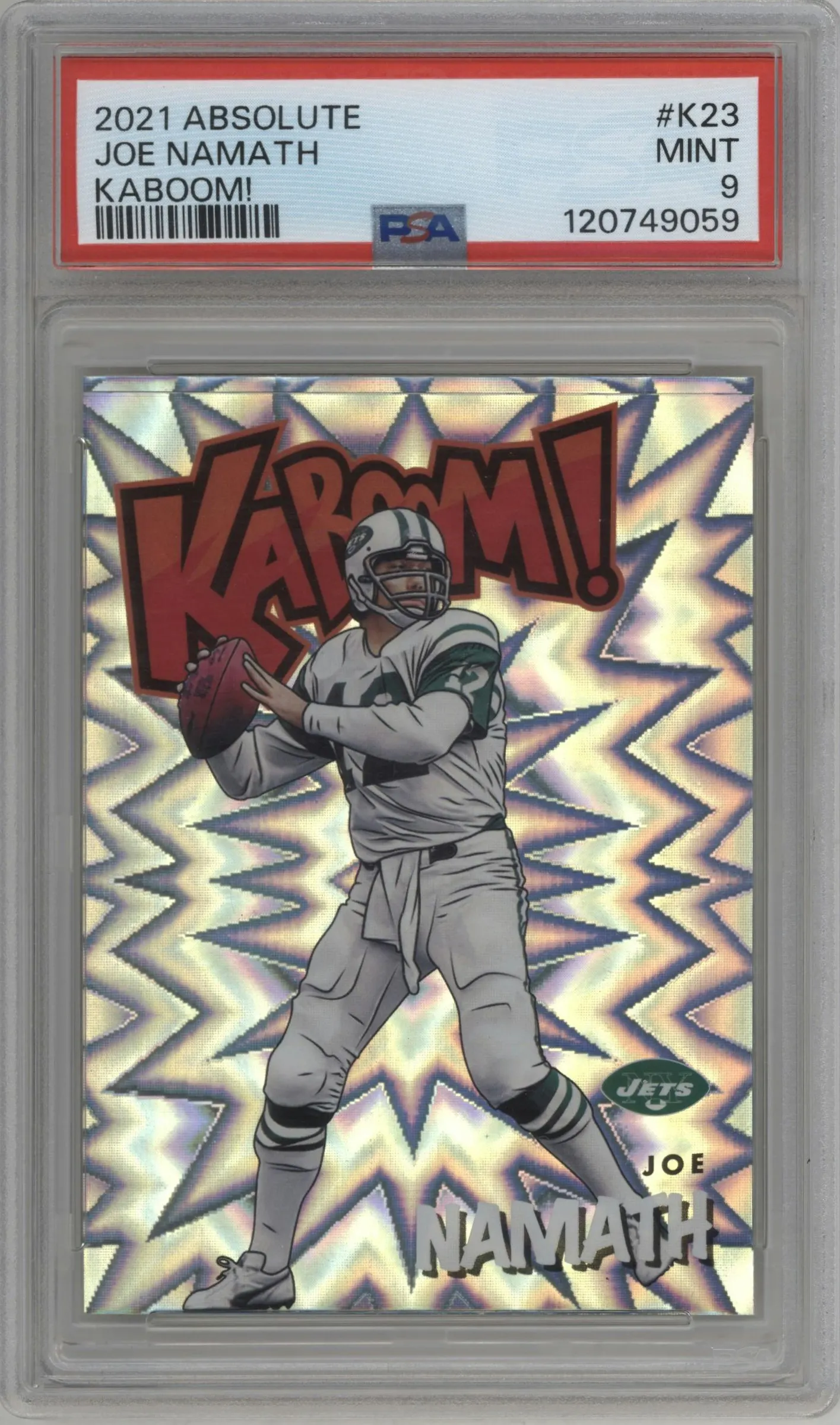 2021 Panini Absolute Kaboom! Joe Namath #K23 PSA 9