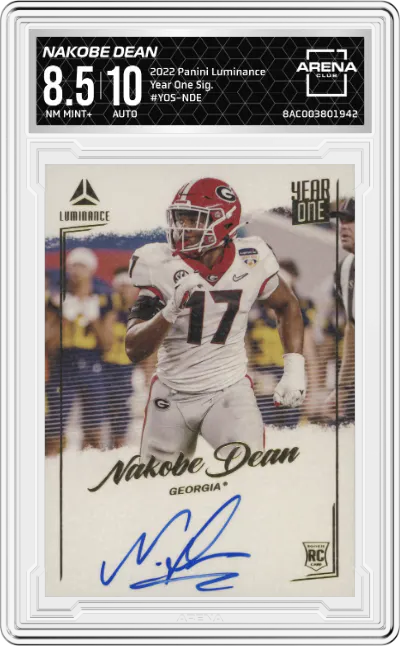 2022 Panini Luminance Year One Sig. Nakobe Dean #YOS-NDE ARENA CLUB 8.5