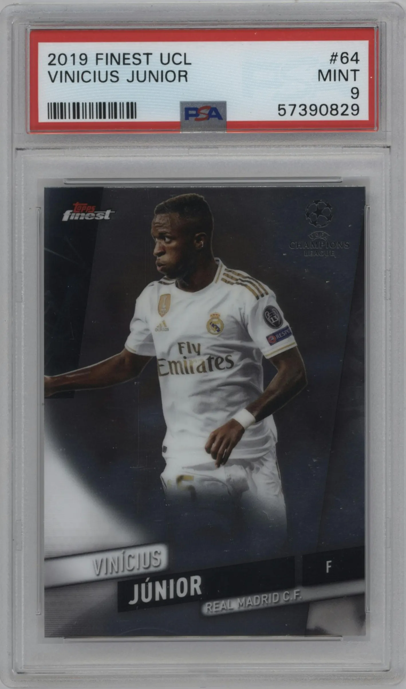 2019 Topps Finest UEFA Champions League Vinicius Junior #64 PSA 9