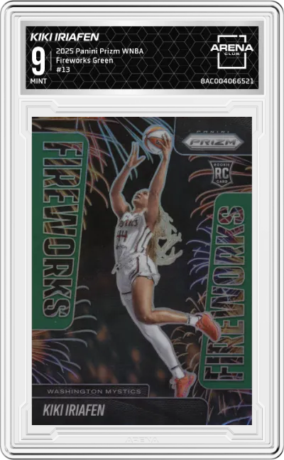 2025 Panini Prizm WNBA Fireworks Kiki Iriafen Green Prizm #13 ARENA CLUB 9
