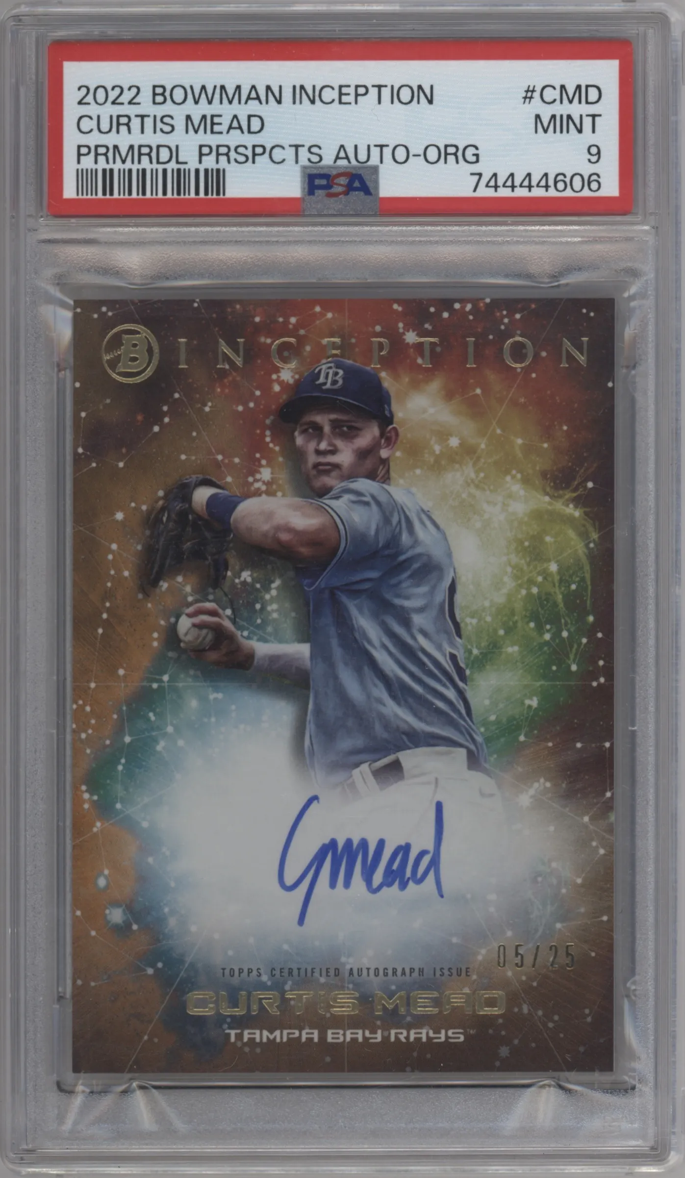 2022 Bowman Inception Primordial Pros.Auto Curtis Mead Orange Foil #PPA-CMD  PSA 9