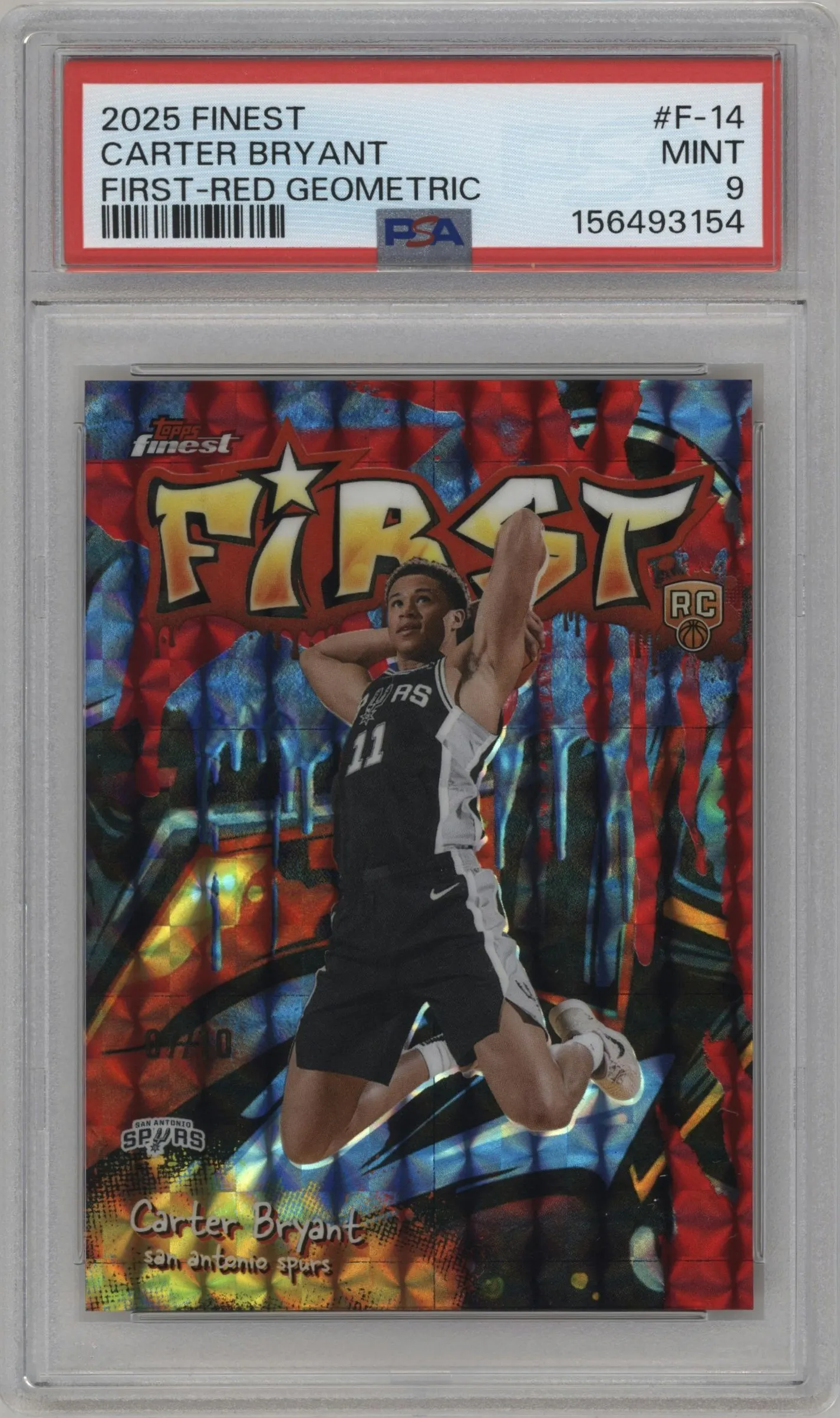2025 Finest First Carter Bryant Red Geometric Refractor #F-14 PSA 9