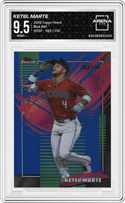 2026 Topps Finest Ketel Marte Blue Refractor #202 ARENA CLUB 9.5