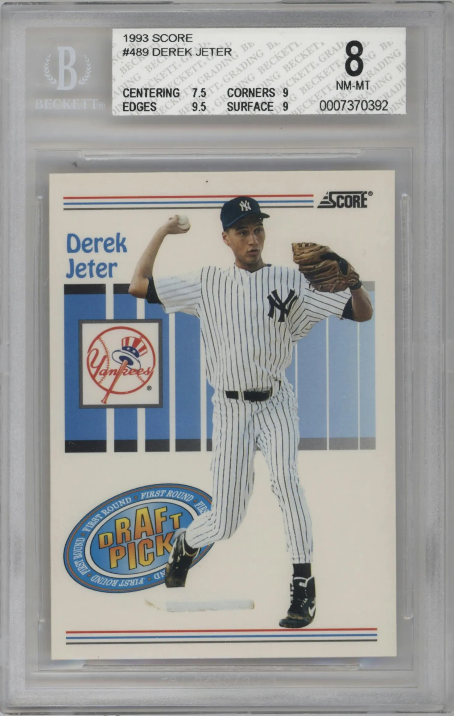 1993 Score Derek Jeter #489 BGS 8