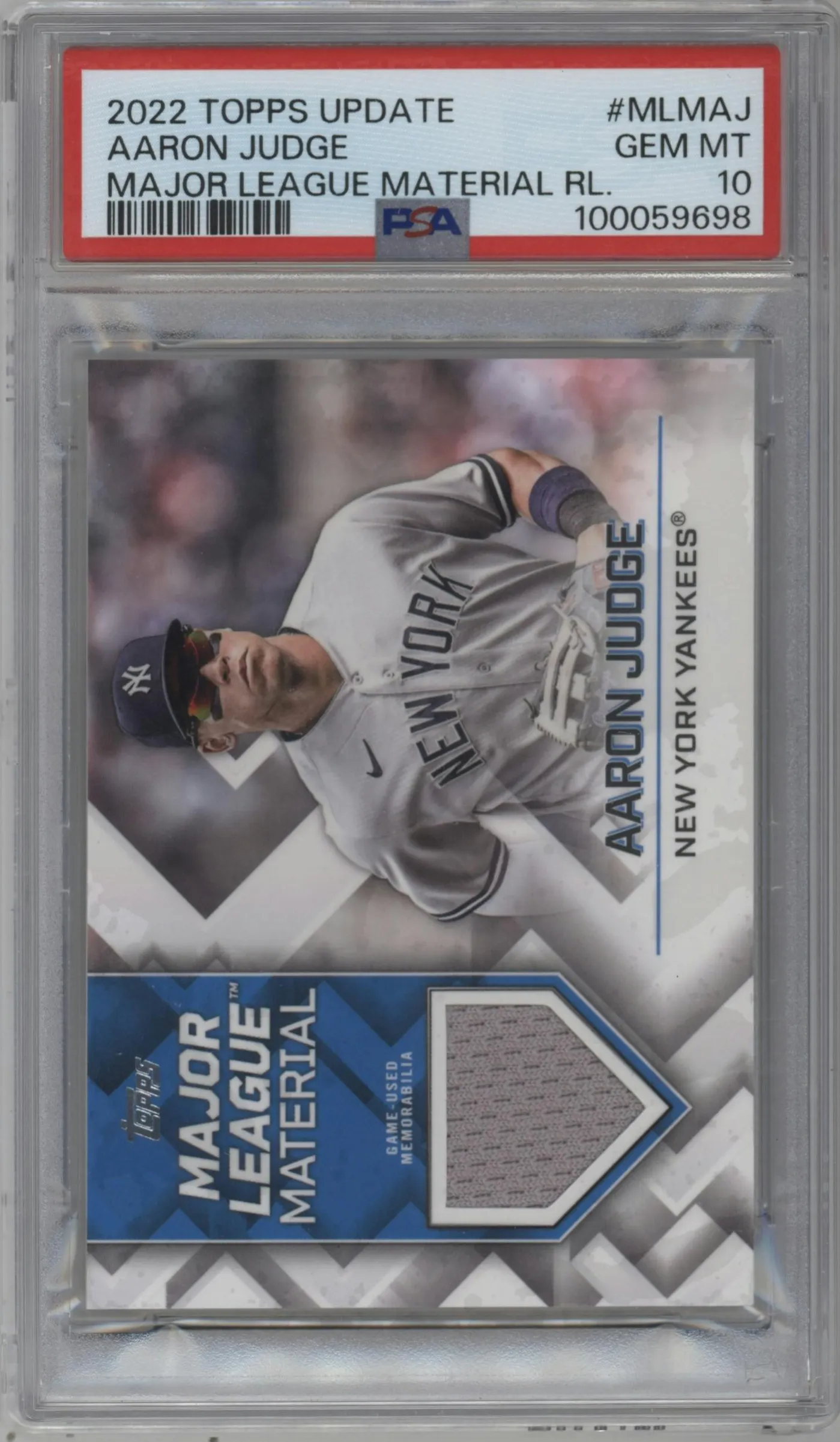 2022 Topps Update Major League Material Aaron Judge #MLM-AJ PSA 10