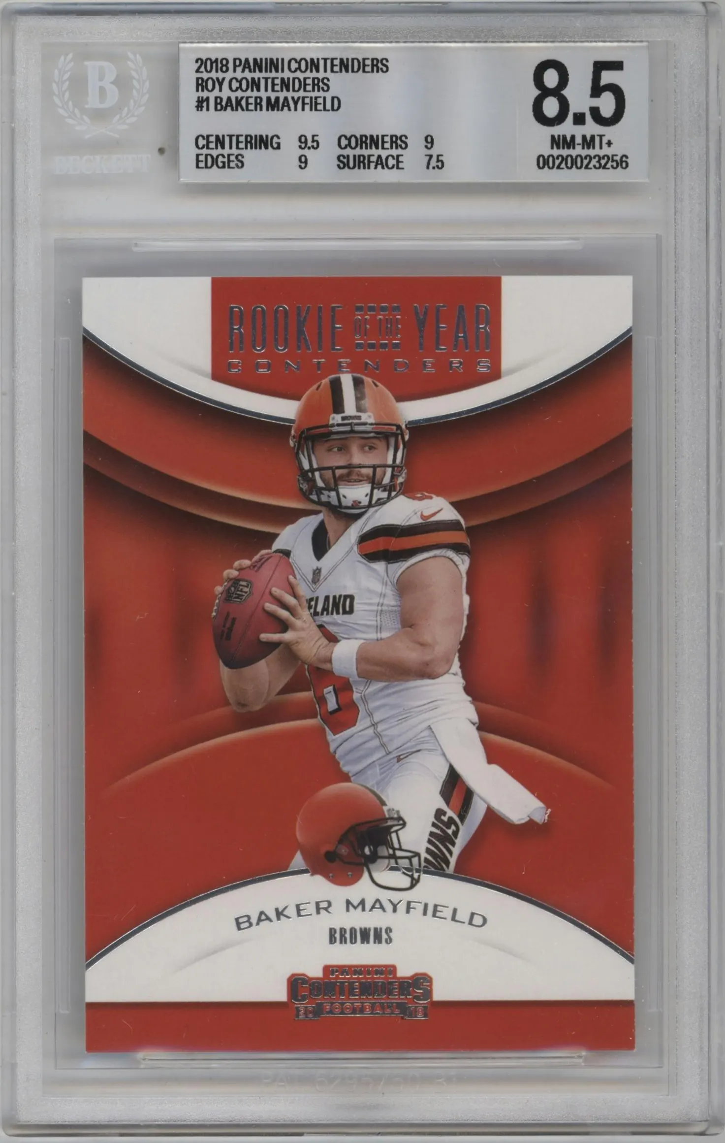 2018 Panini Contenders ROTY Contenders Baker Mayfield BGS 8.5