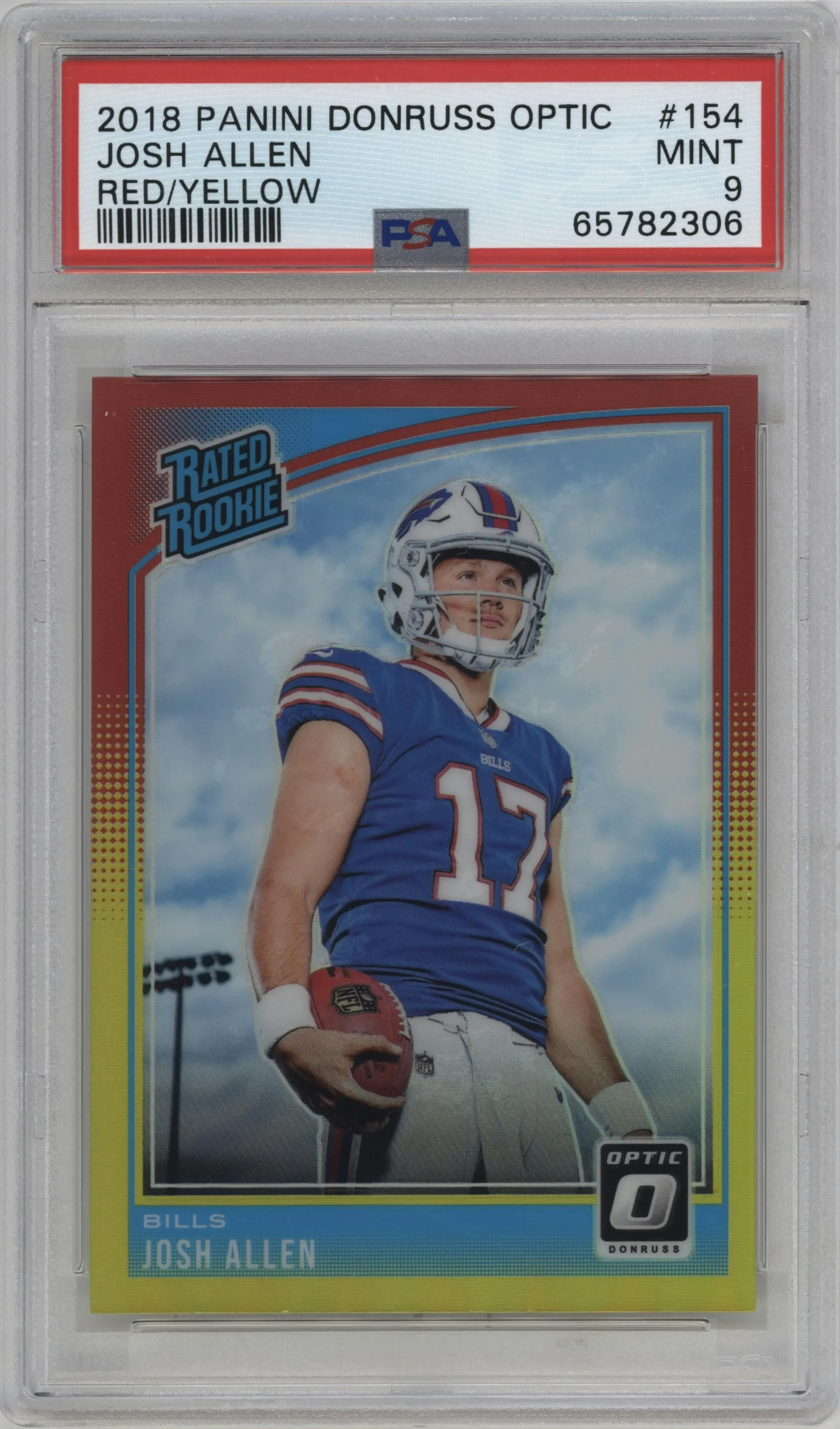 2018 Panini Donruss Optic Rated Rookie Josh Allen Red/Yellow #154 PSA 9