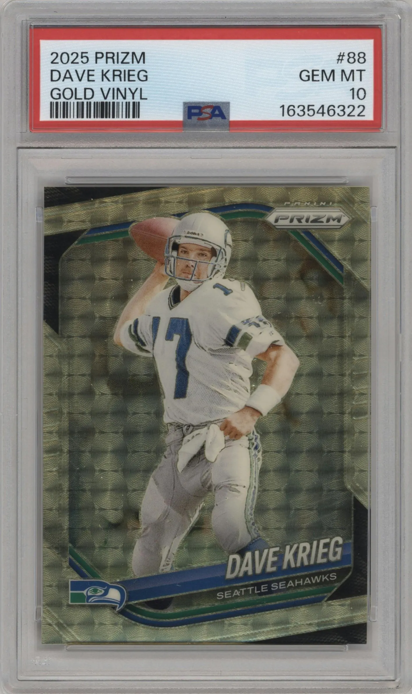 2025 Panini Prizm Dave Krieg Gold Vinyl #88 PSA 10