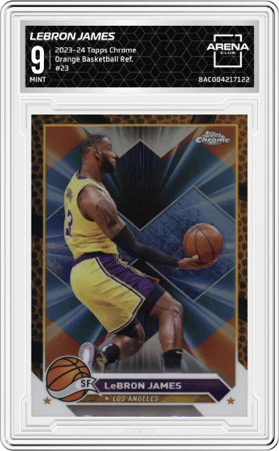 2023 Topps Chrome LeBron James Orange Basketball Refractor #23 ARENA CLUB 9