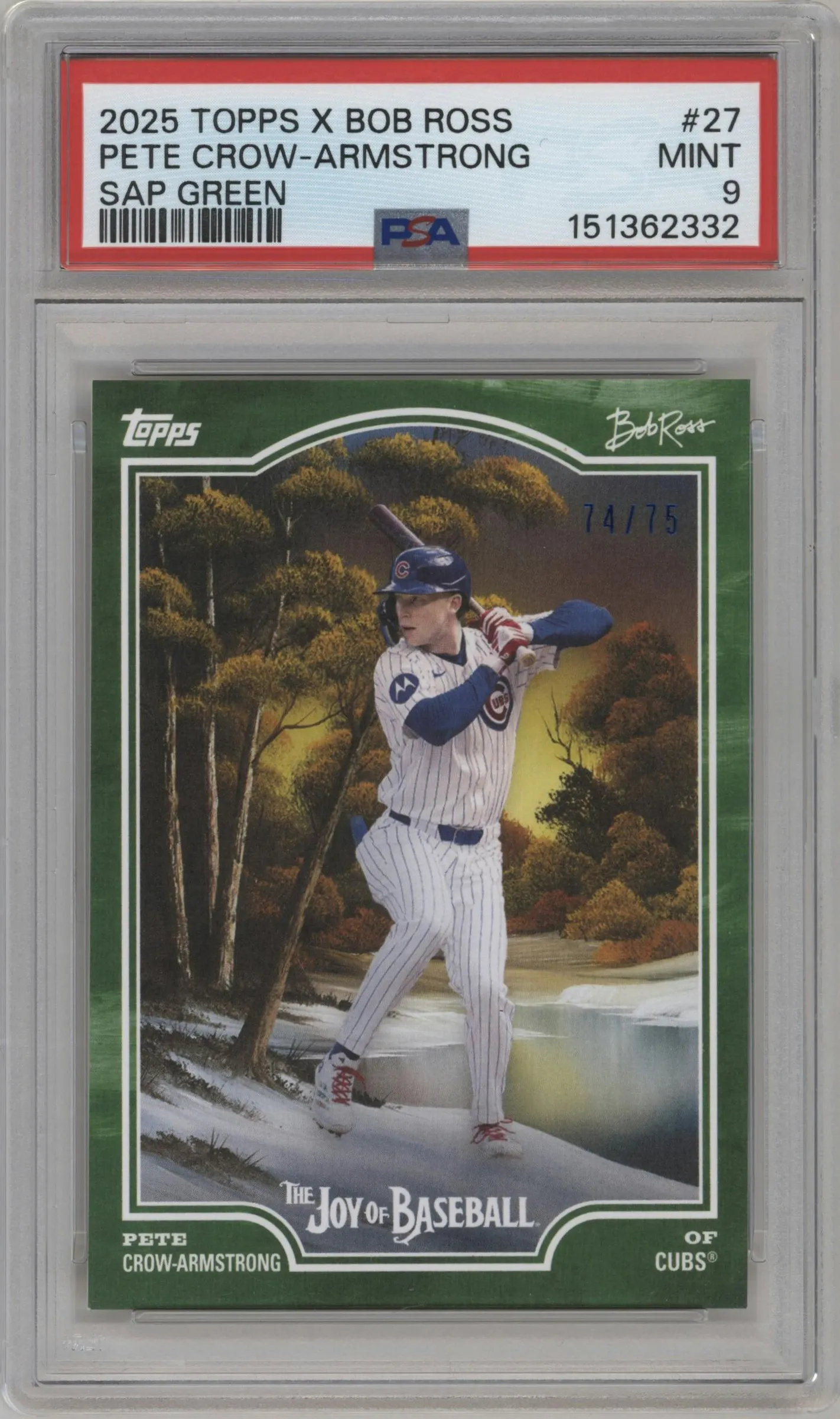 2025 Topps x Bob Ross: The Joy of Baseball Pete Crow-Armstrong Sap Green #27 PSA 9