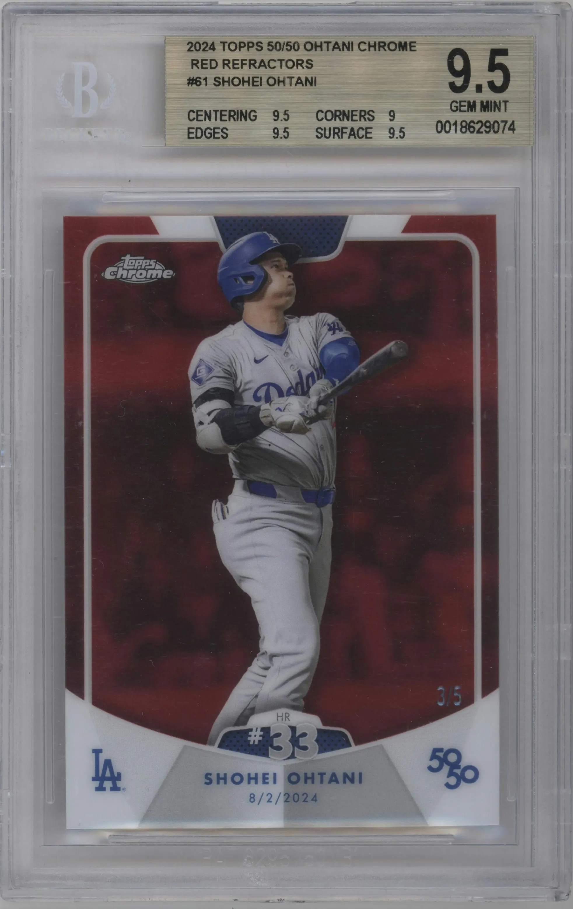2024 Topps 50/50 Shohei Ohtani Chrome Red Refractor #61 BGS 9.5