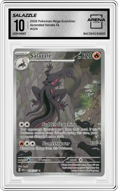 2026 Pokemon Mega Evolution Ascended Heroes Salazzle #224 ARENA CLUB 10