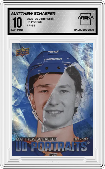 2025 Upper Deck UD Portraits Matthew Schaefer #P-32 ARENA CLUB 10
